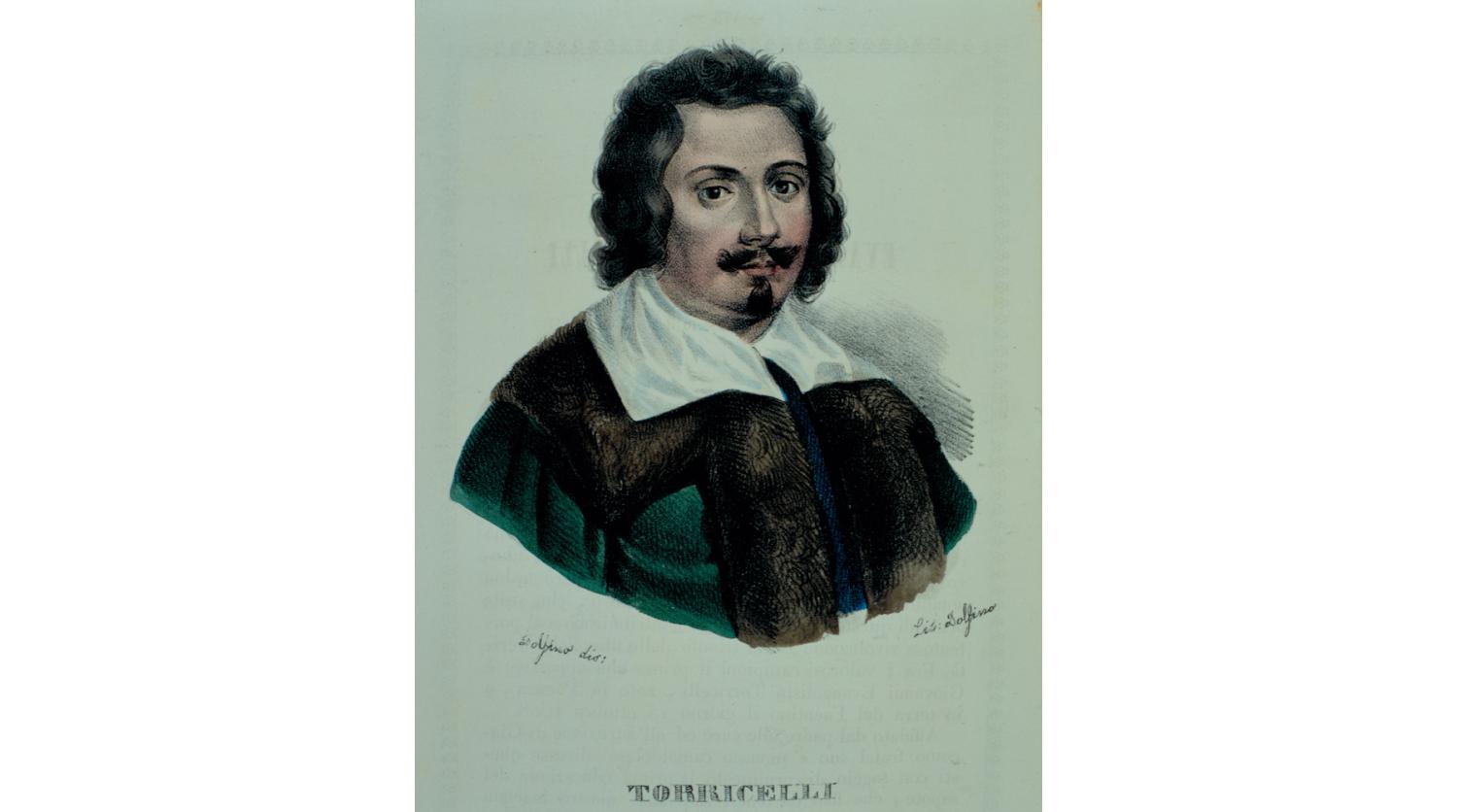 Evangelista Torricelli, illustrazione tratta da Vita degli uomini illustri, 1842. Torino, Biblioteca Nazionale.